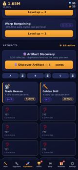 AstroForge expedition and artifact screen
