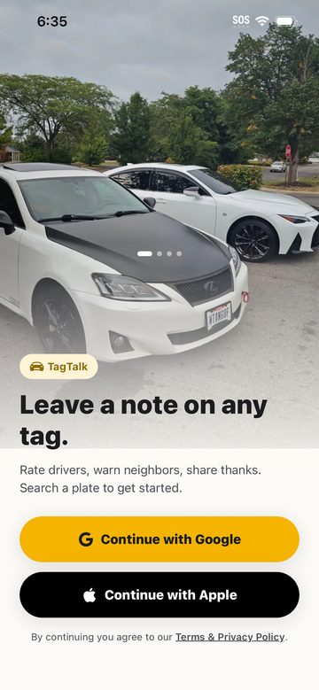 TagTalk welcome screen